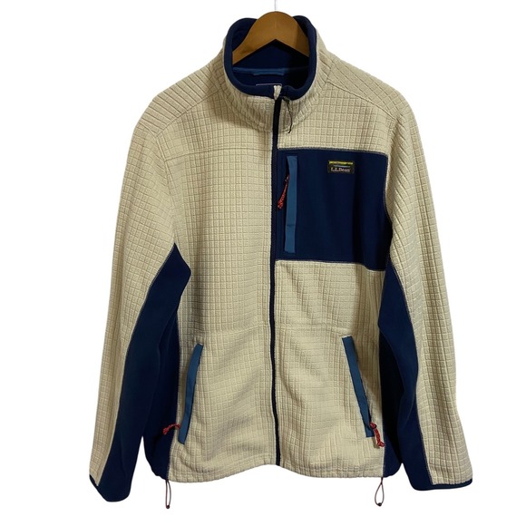 L.L.Bean Men's Mountain Classic Windproof Fleece Jacket Pullover Cream Blue XL - Picture 1 of 8